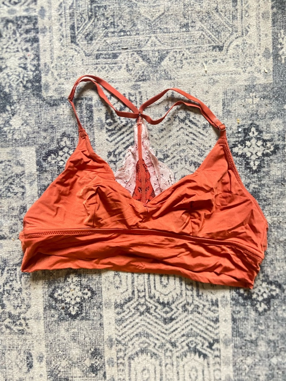 Vintage aerie Lace-Back Bralette in Rust Orange